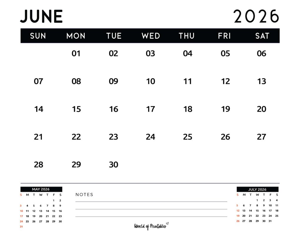 Printable June 2026 Calendar Design 121