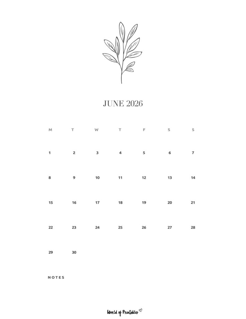 Printable June 2026 Calendar Design 16