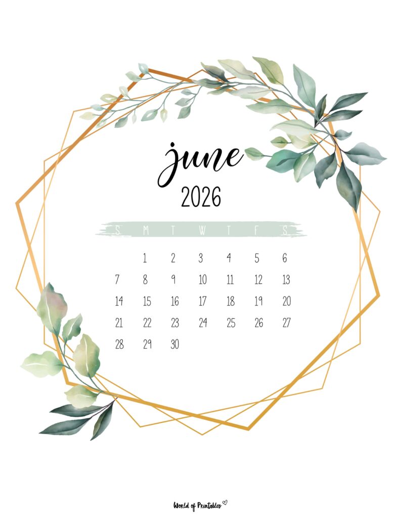 Printable June 2026 Calendar Design 18
