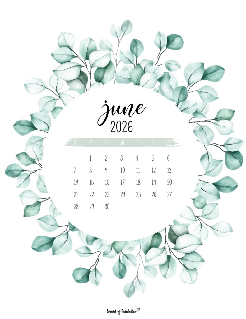 Printable June 2026 Calendar Design 19