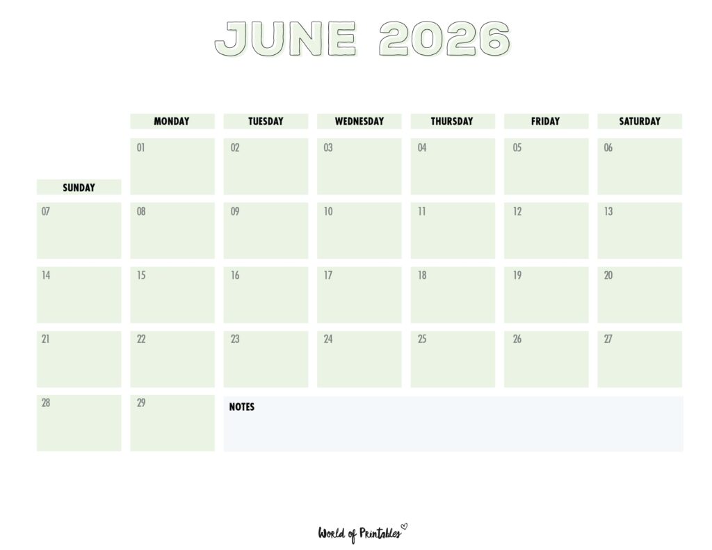 Printable June 2026 Calendar Design 203
