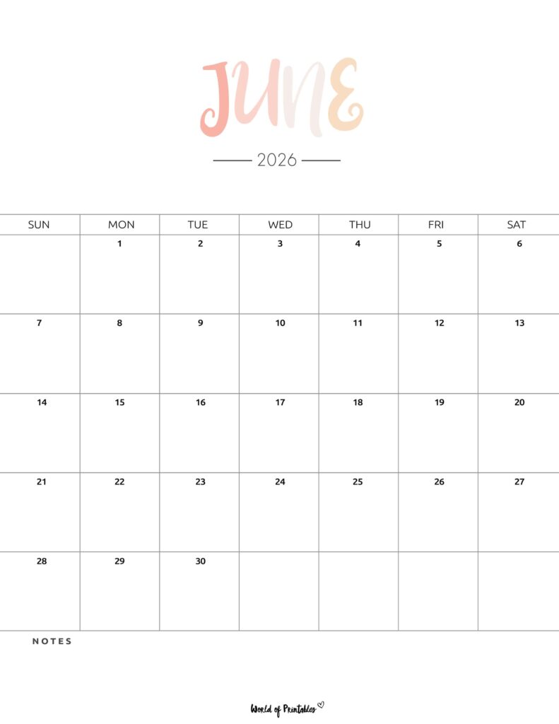Printable June 2026 Calendar Design 205