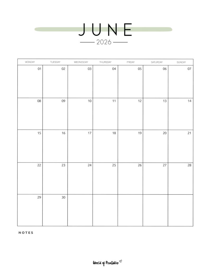 Printable June 2026 Calendar Design 209