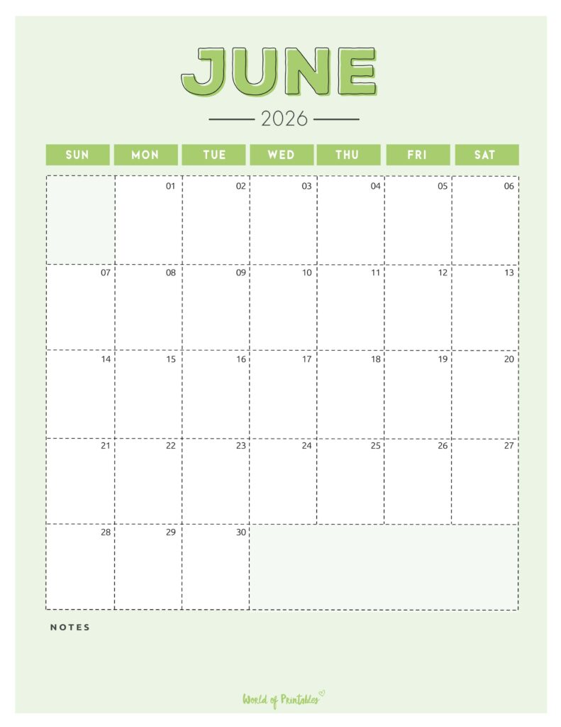 Printable June 2026 Calendar Design 213