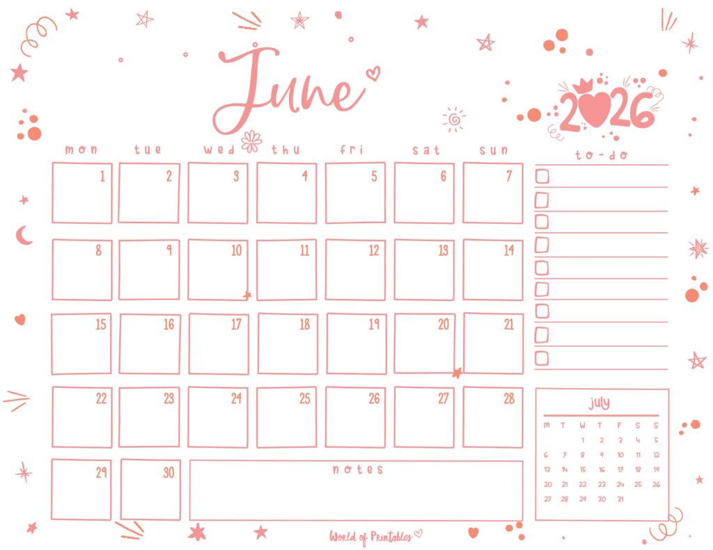 Printable June 2026 Calendar Design 221