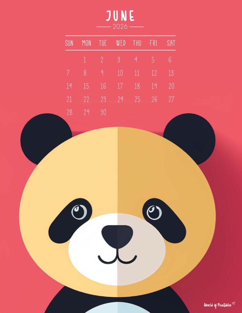 Printable June 2026 Calendar Design 251 - Sunday