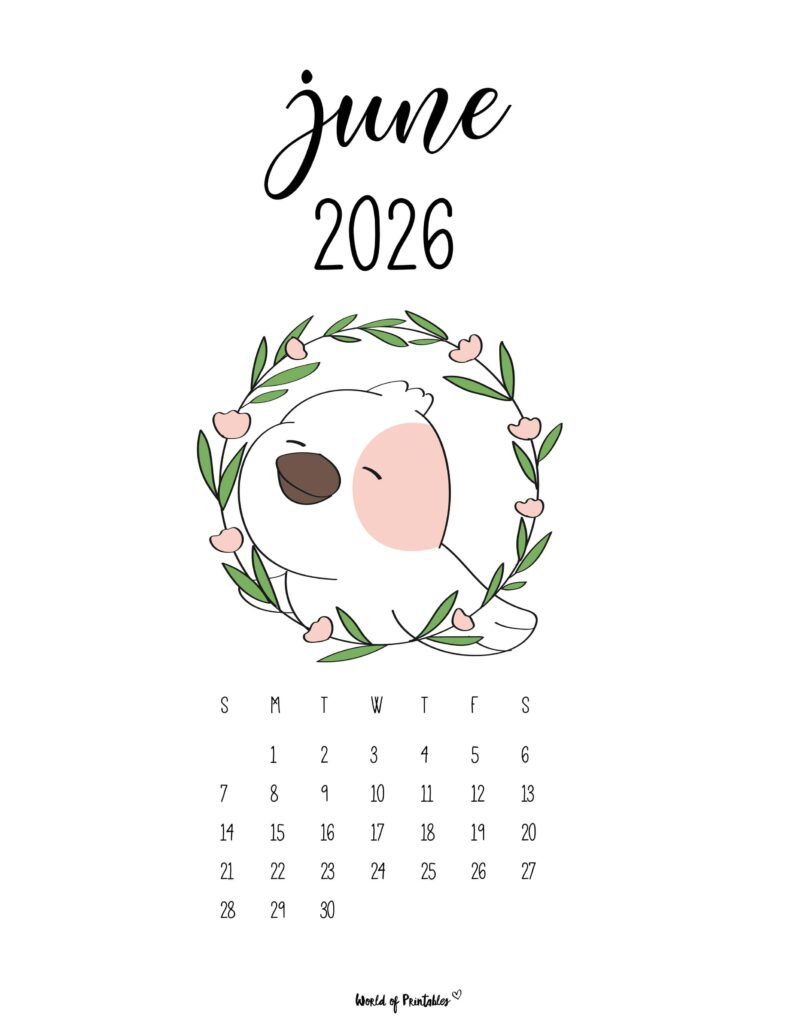 Printable June 2026 Calendar Design 28