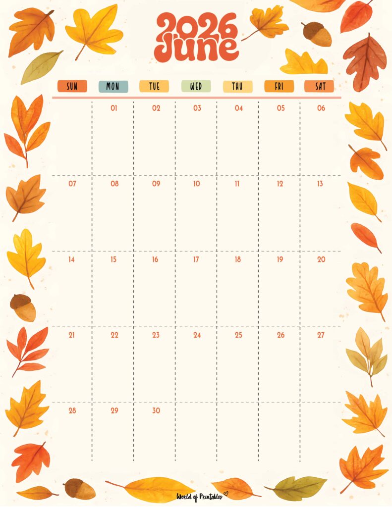 Printable June 2026 Calendar Design 304