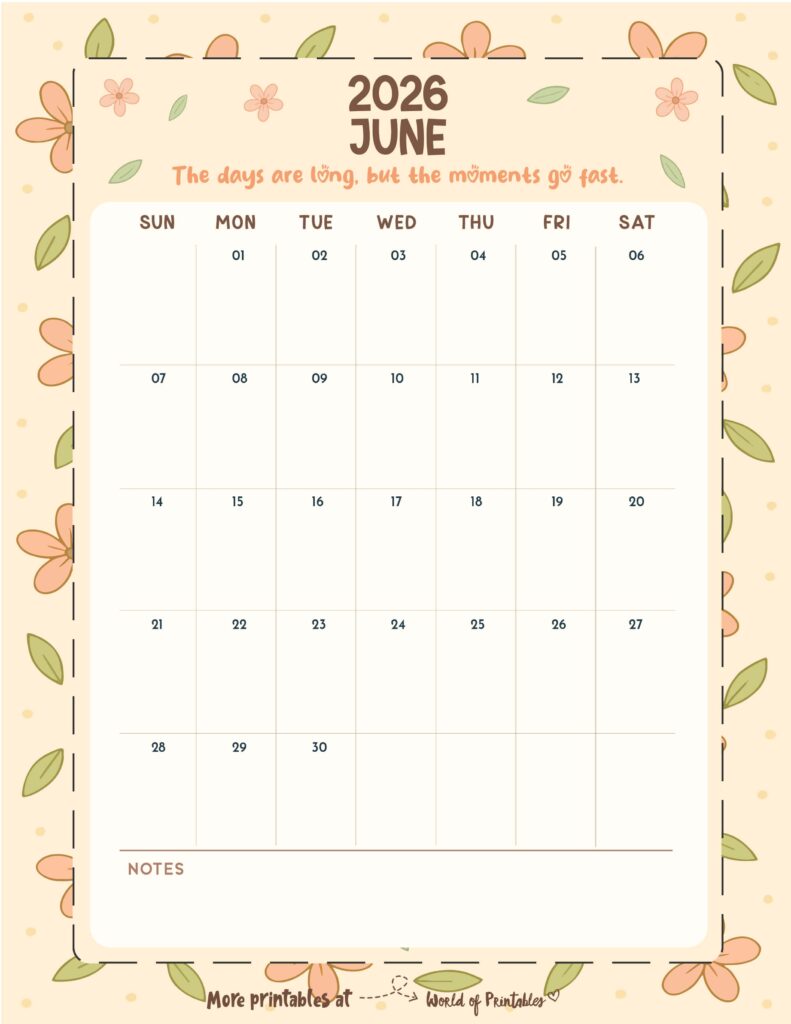 Printable June 2026 Calendar Design 327