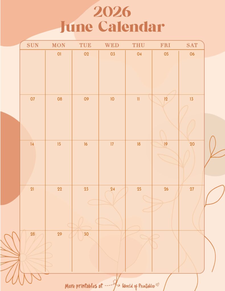 Printable June 2026 Calendar Design 333