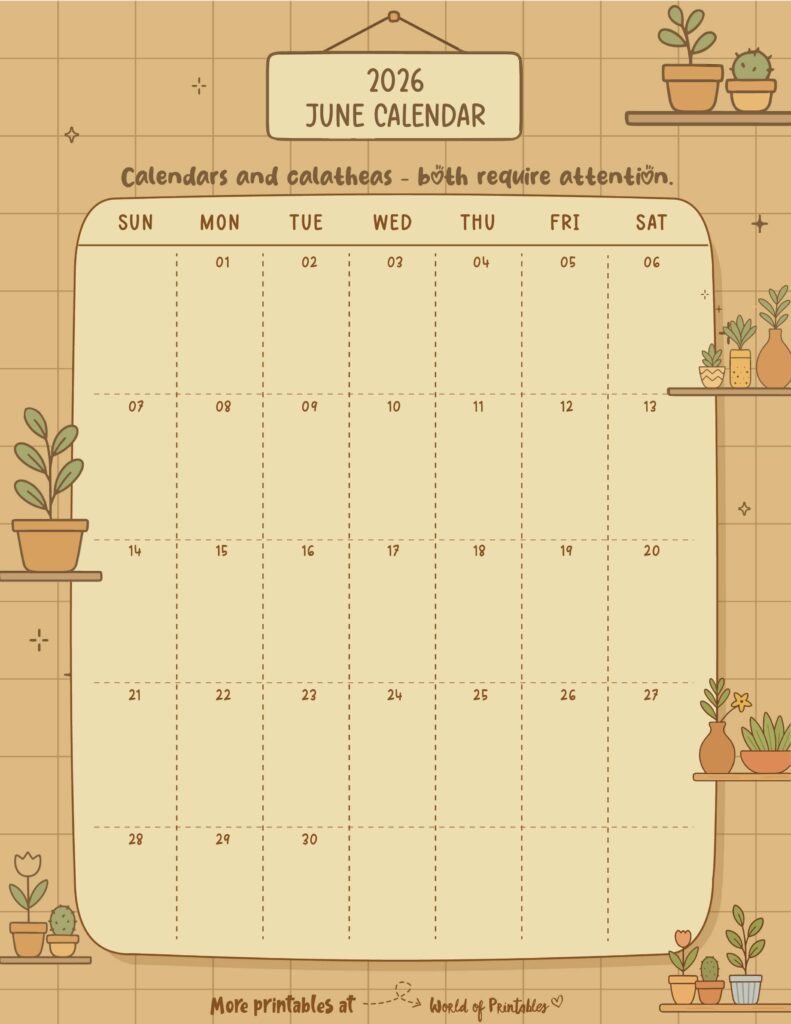 Printable June 2026 Calendar Design 336
