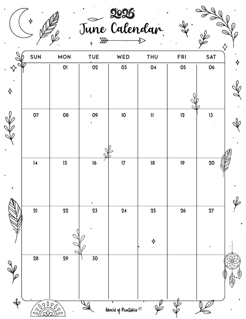Printable June 2026 Calendar Design 341