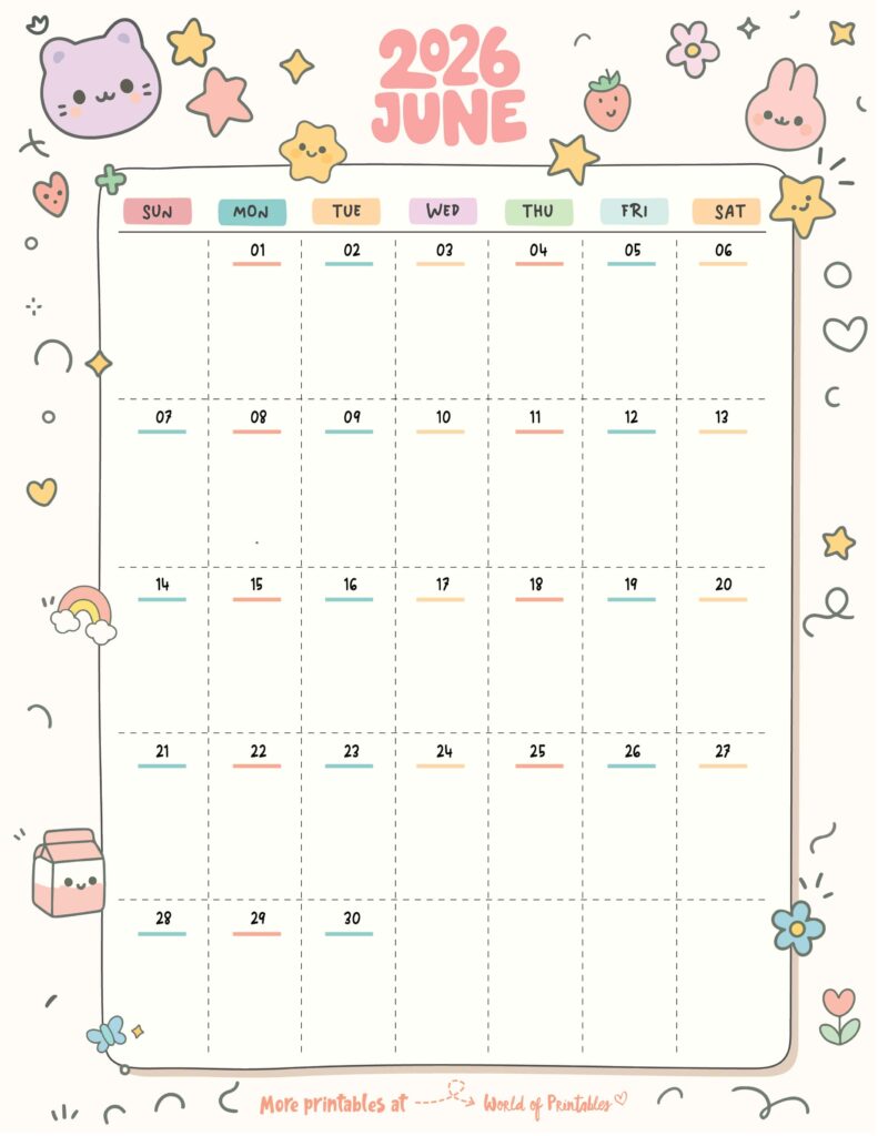 Printable June 2026 Calendar Design 352