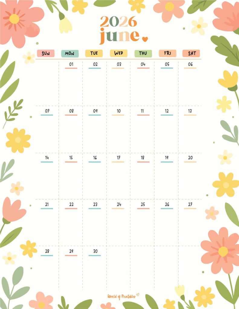 Printable June 2026 Calendar Design 359