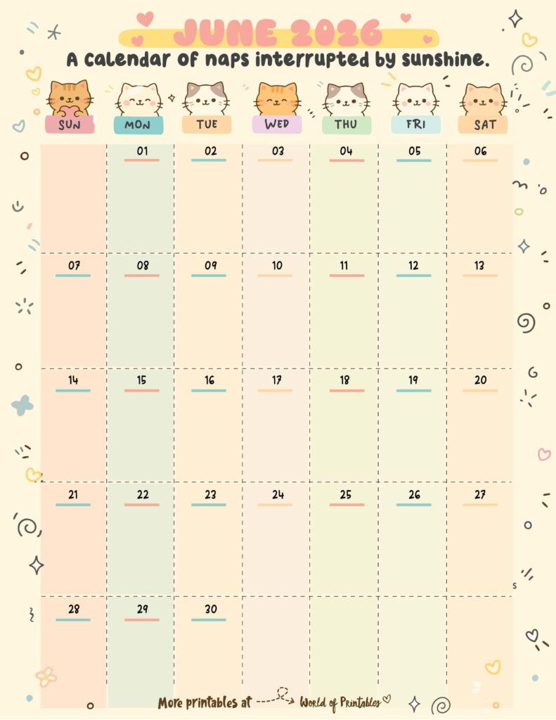 Printable June 2026 Calendar Design 360