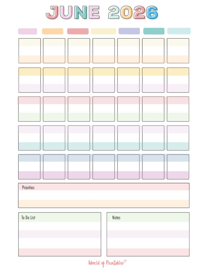 Printable June 2026 Calendar Design 363