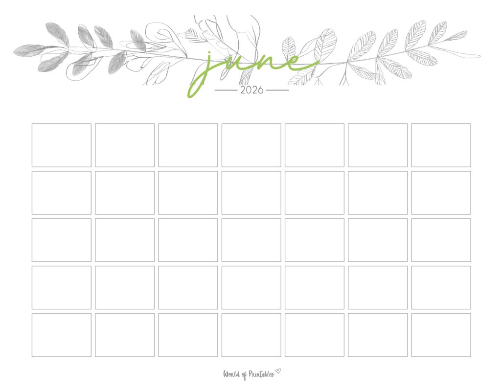 Printable June 2026 Calendar Design 366