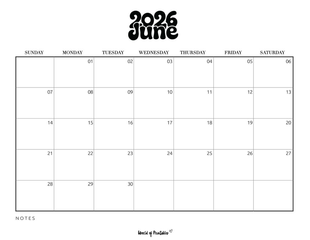 Printable June 2026 Calendar Design 377