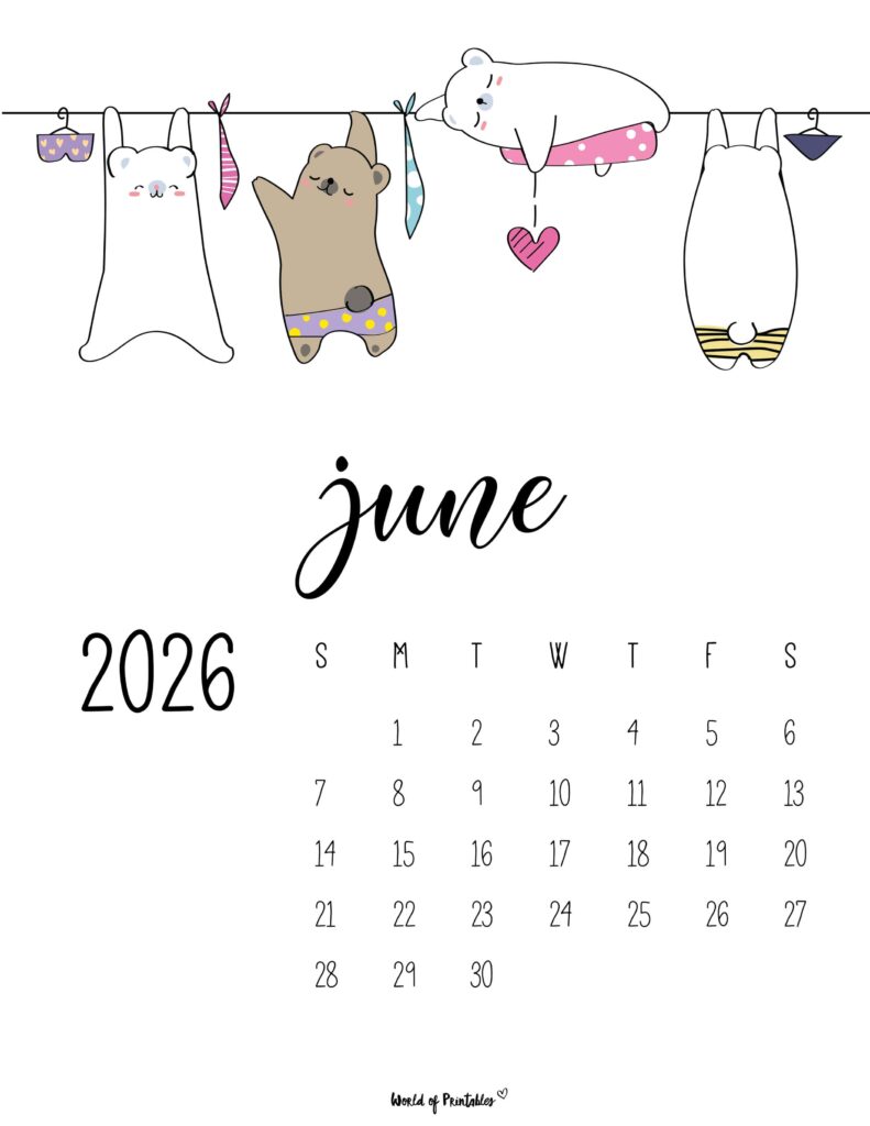 Printable June 2026 Calendar Design 39
