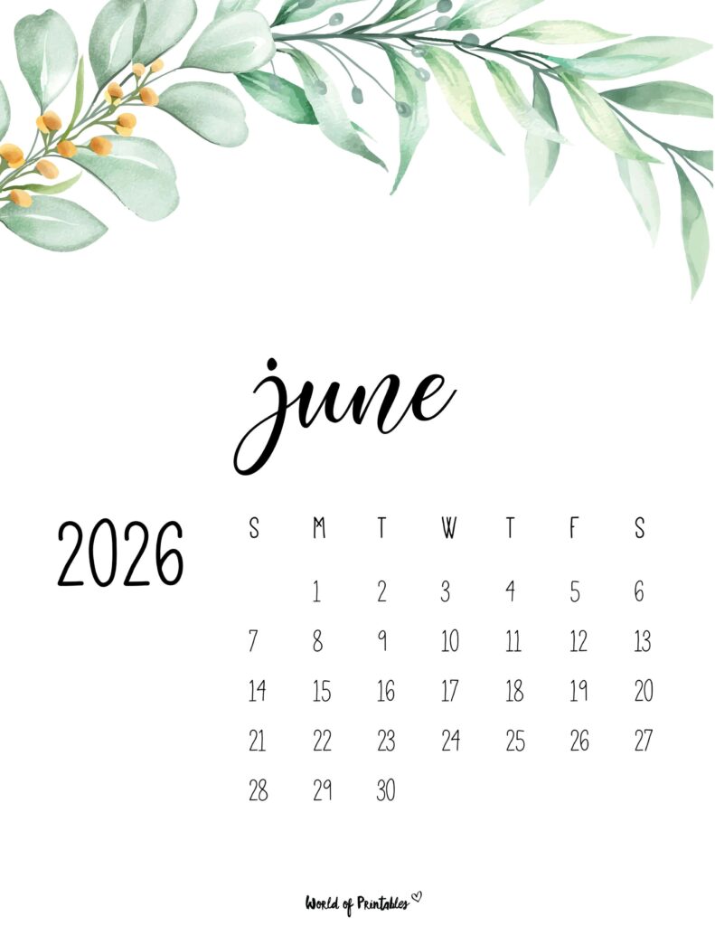 Printable June 2026 Calendar Design 49