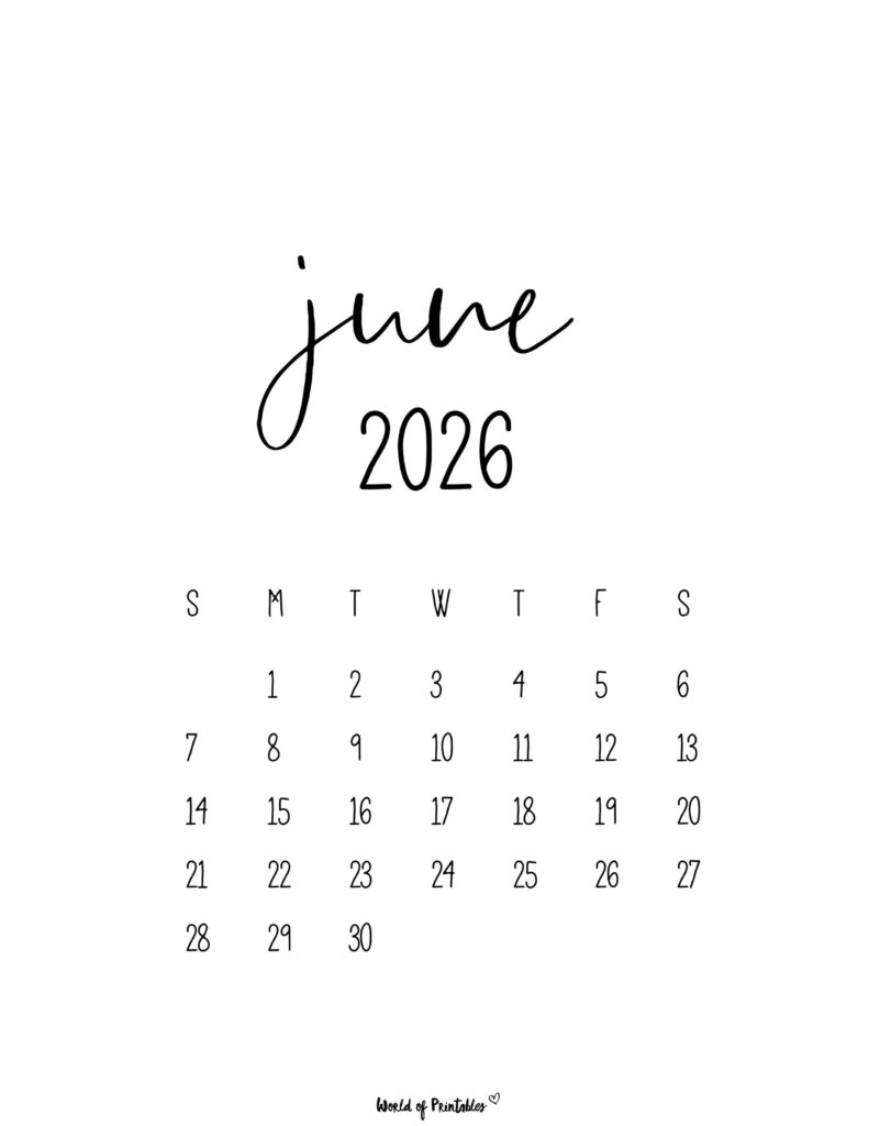Printable June 2026 Calendar Design 63