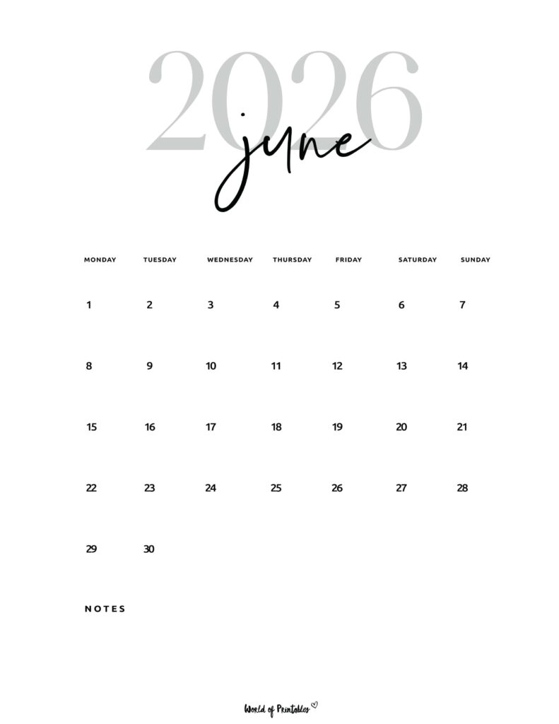 Printable June 2026 Calendar Design 66