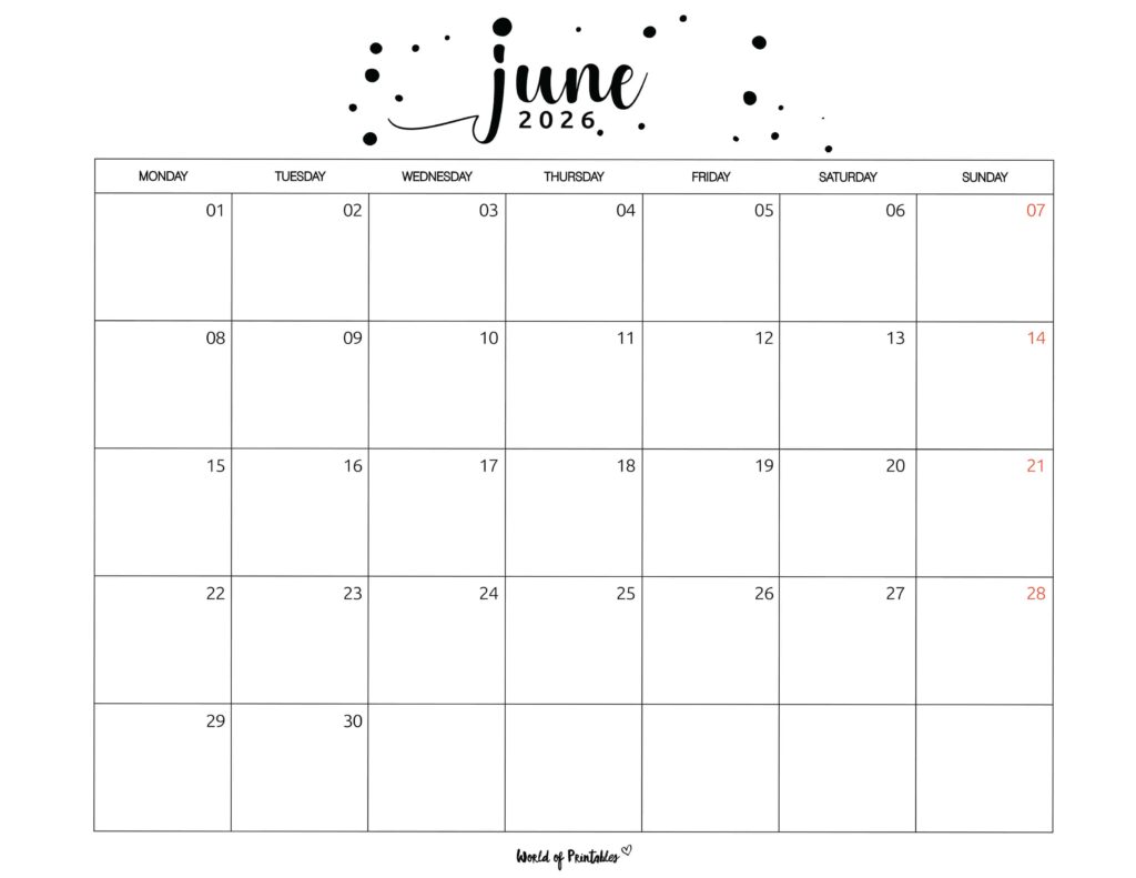 Printable June 2026 Calendar Design 67