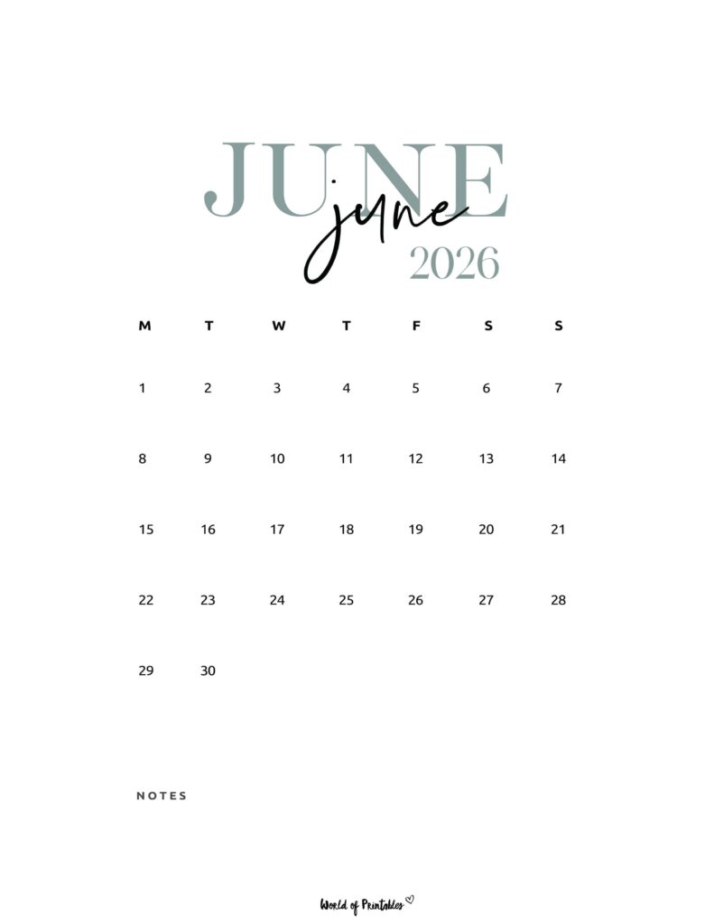 Printable June 2026 Calendar Design 71