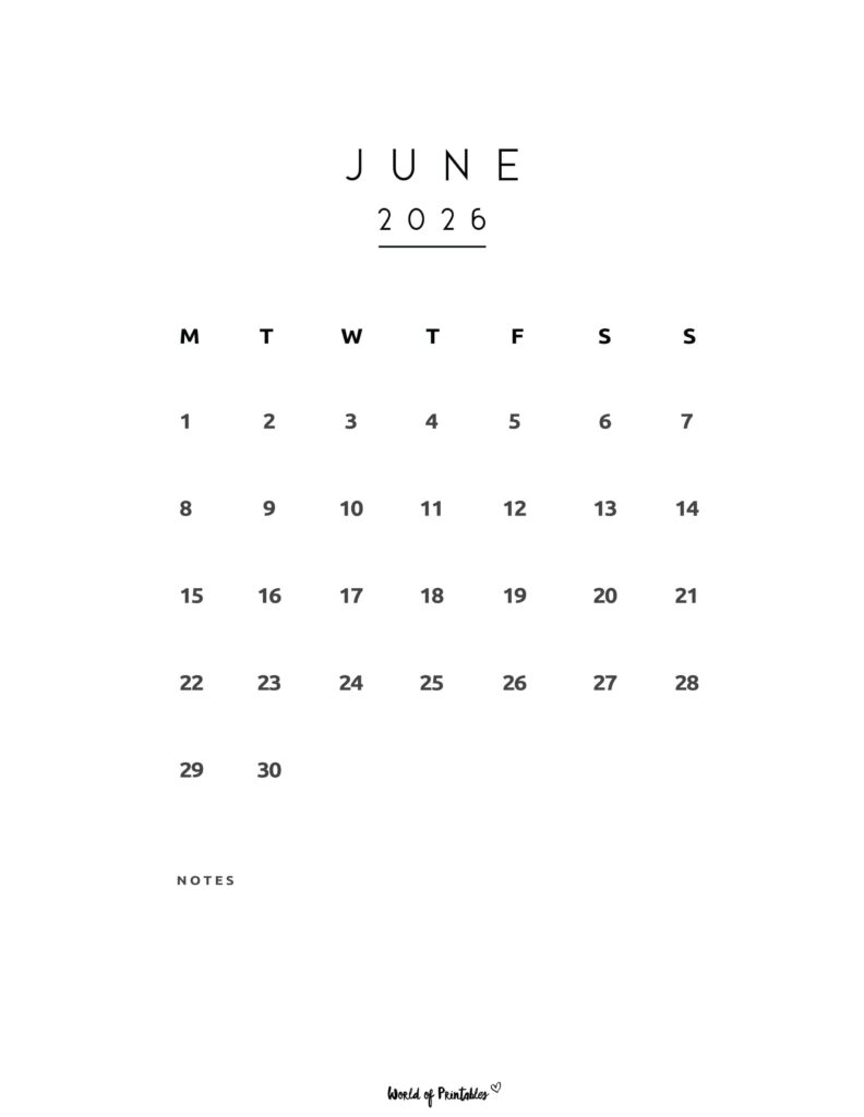 Printable June 2026 Calendar Design 74