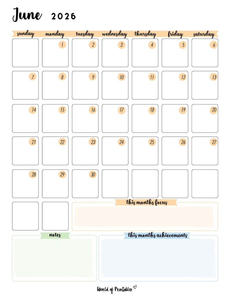 Printable June 2026 Calendar Design 91