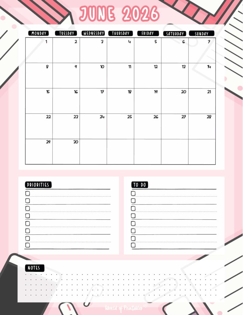 Printable June 2026 Calendar Design 94