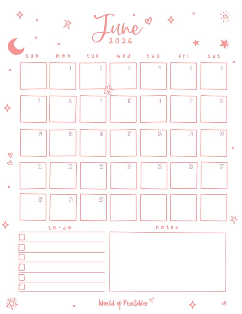 Printable June 2026 Calendar Design 97