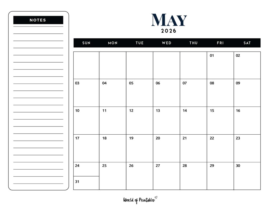 Printable May 2026 Calendar Design 106