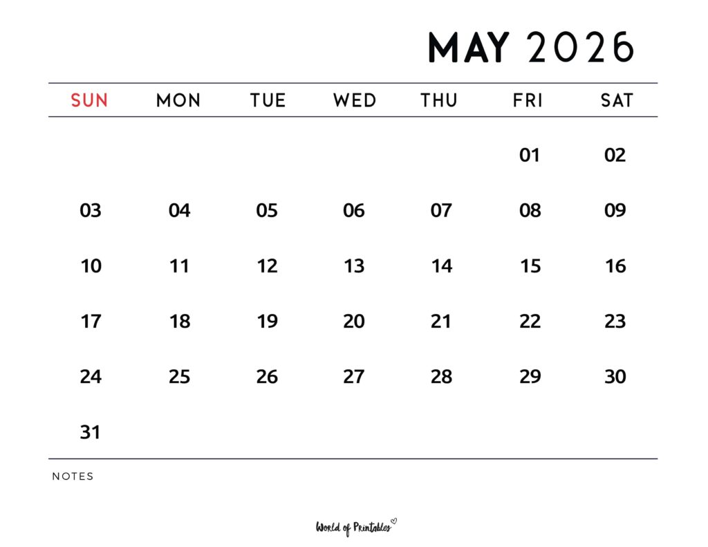 Printable May 2026 Calendar Design 112