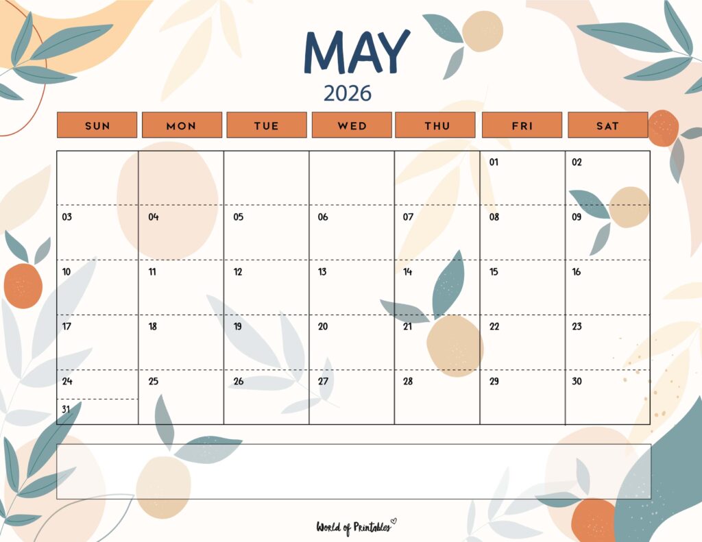 Printable May 2026 Calendar Design 114