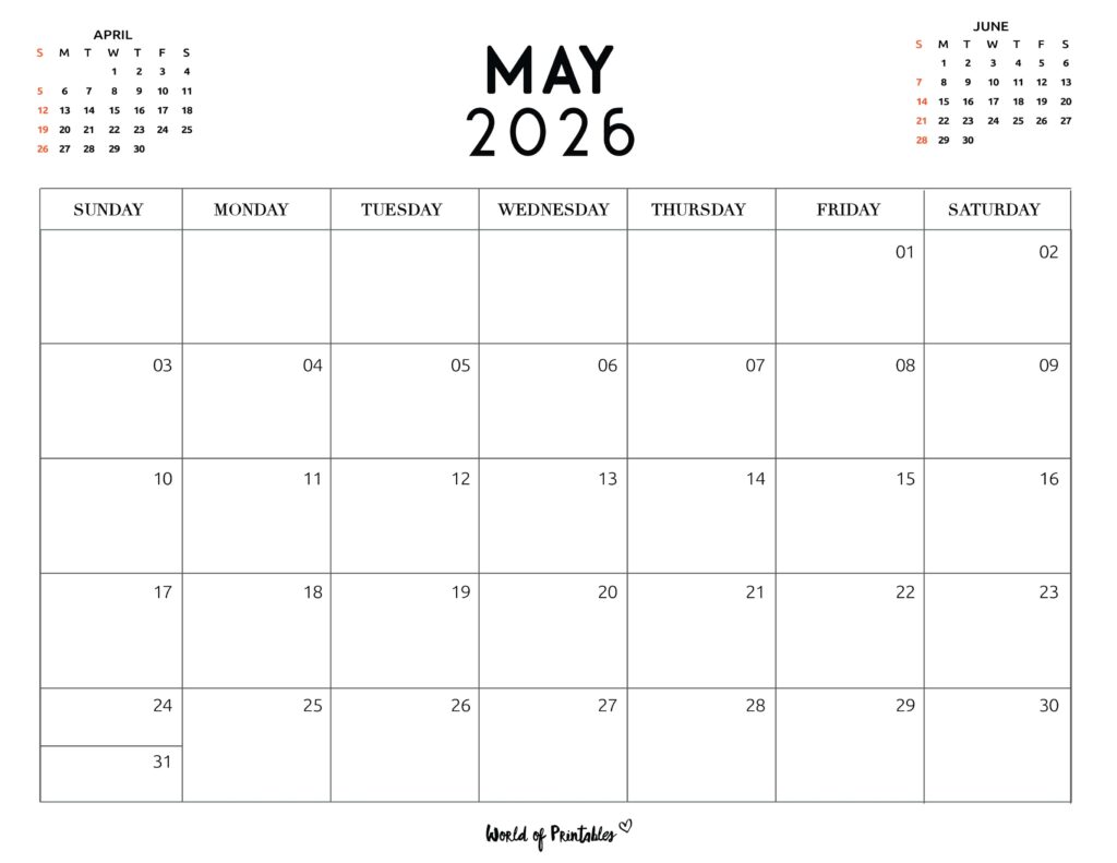Printable May 2026 Calendar Design 117