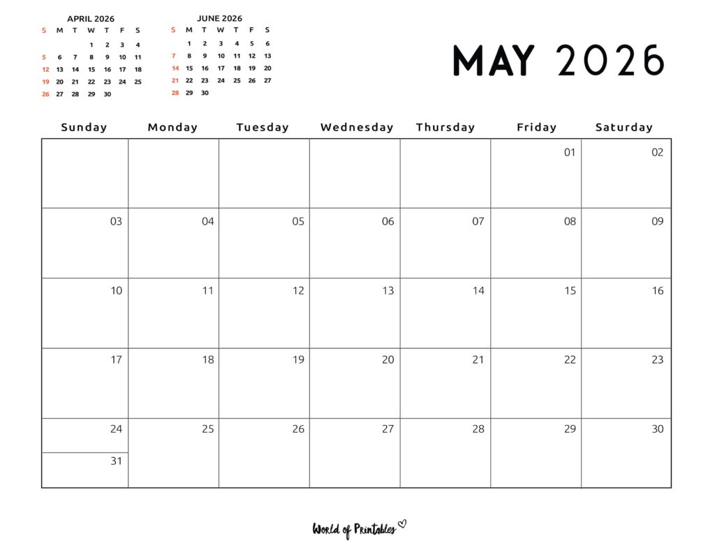 Printable May 2026 Calendar Design 118
