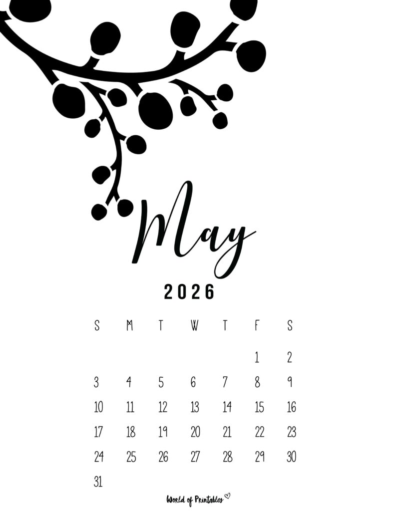 Printable May 2026 Calendar Design 12