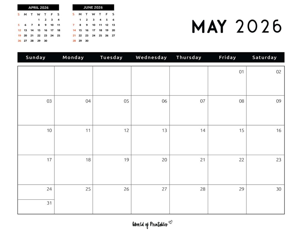 Printable May 2026 Calendar Design 122