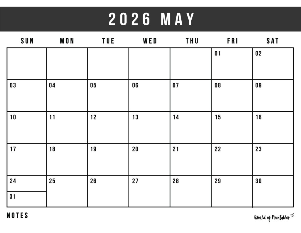 Printable May 2026 Calendar Design 125