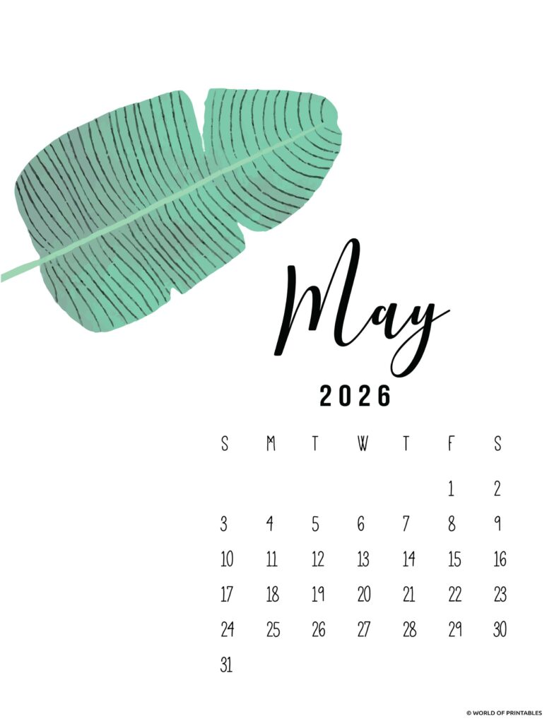 Printable May 2026 Calendar Design 13
