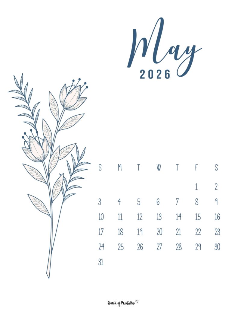 Printable May 2026 Calendar Design 14