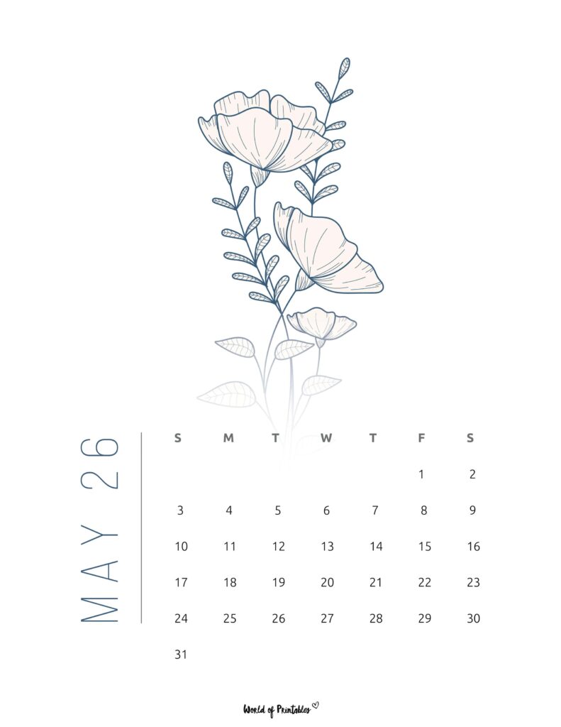 Printable May 2026 Calendar Design 17