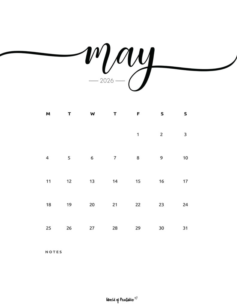 Printable May 2026 Calendar Design 201
