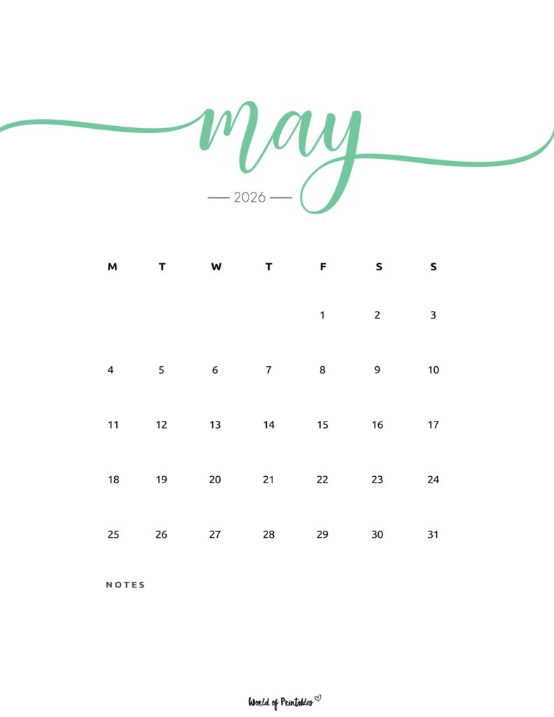 Printable May 2026 Calendar Design 202