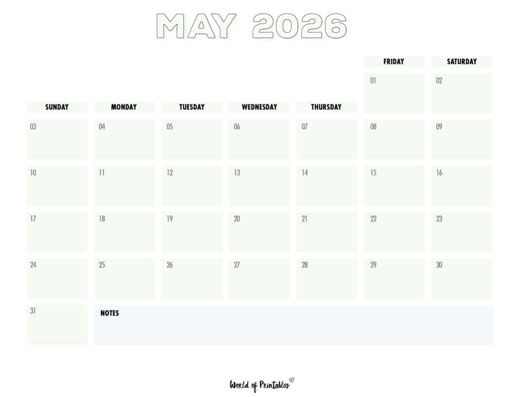 Printable May 2026 Calendar Design 203