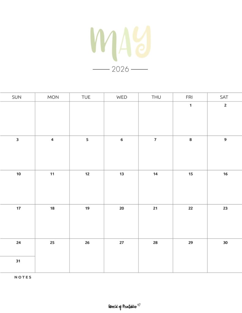 Printable May 2026 Calendar Design 205