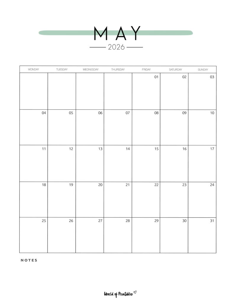 Printable May 2026 Calendar Design 209