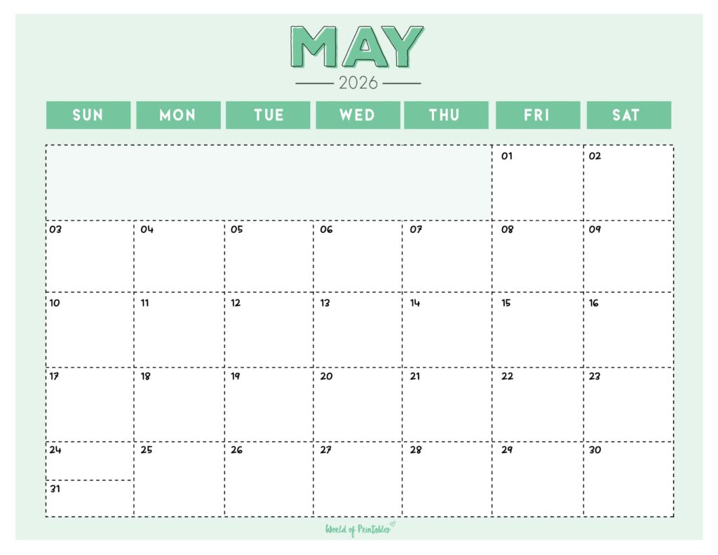 Printable May 2026 Calendar Design 210