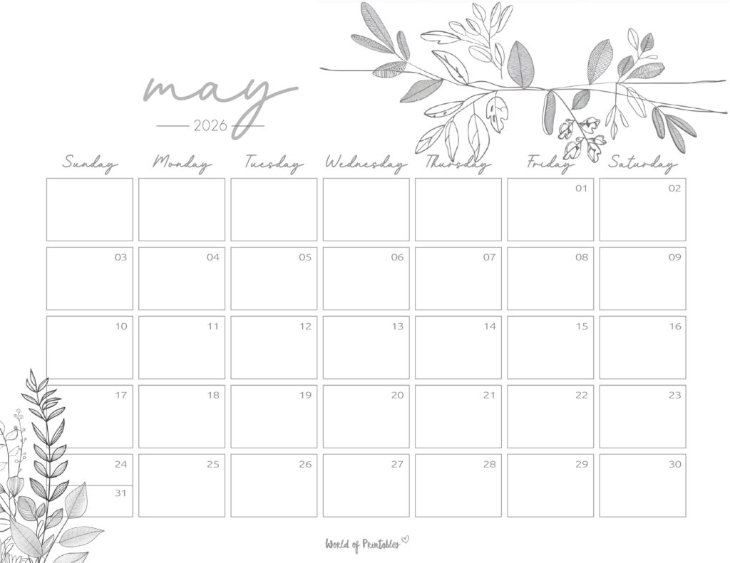 Printable May 2026 Calendar Design 249